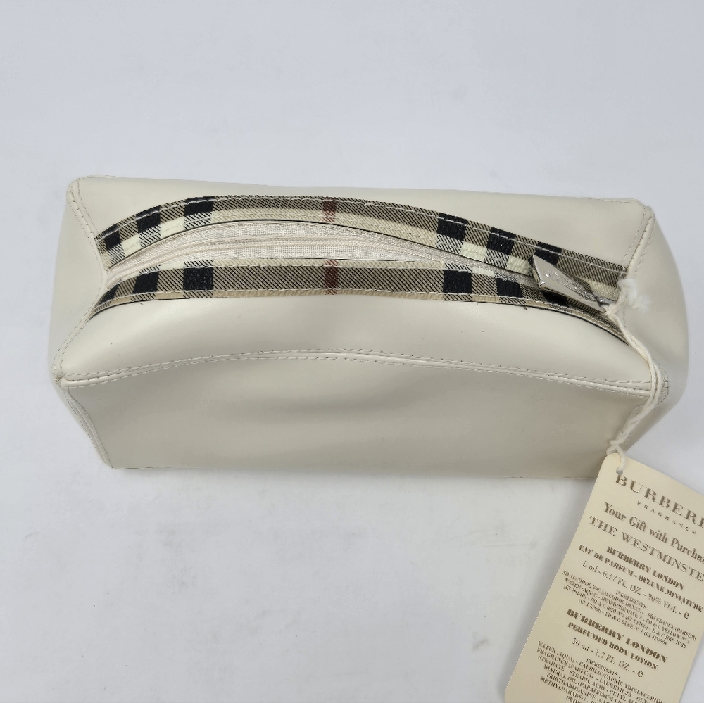 NWT BURBERRY FRAGRANCE TRAVEL POUCH CREAM NOVA CHECK PLAID COSMETIC MAKEUP CASE - Picture 2 of 14